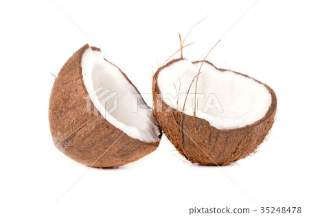 Tropical fruit coconut. Coconuts isolated on white 35248478