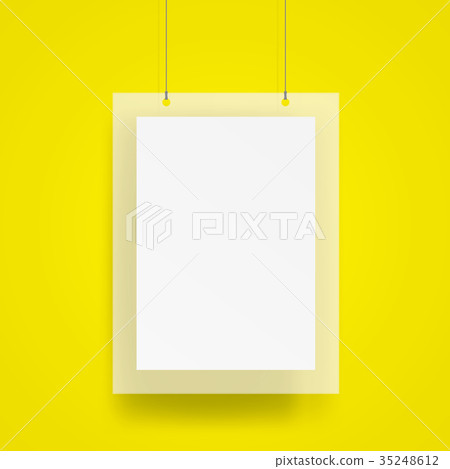 Blank Hanging poster and frame with wire vector Blank Hanging poster and frame with wire vector 35248612