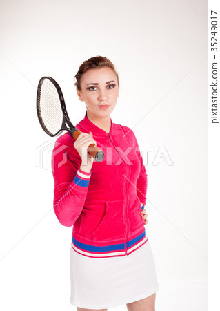 girl playing in the tennis racket sports 35249017