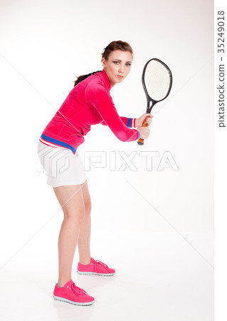 girl playing in the tennis racket sports 35249018