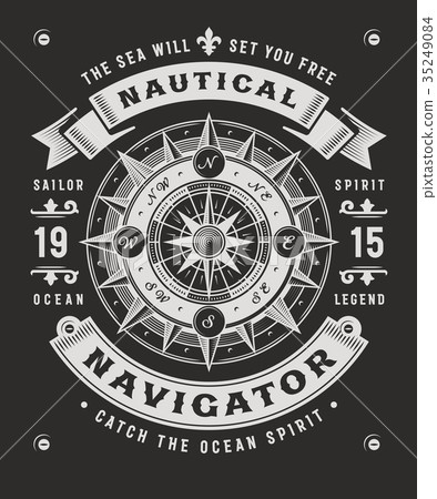 Nautical Navigator Typography On Black Background Nautical Navigator Typography On Black Background 35249084