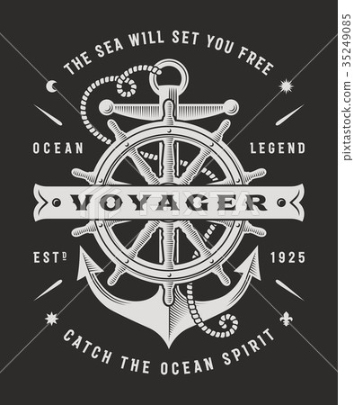 Nautical Voyager Typography On Black Background Nautical Voyager Typography On Black Background 35249085