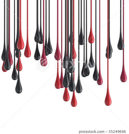 3D red and black glossy paint drop blobs 35249686