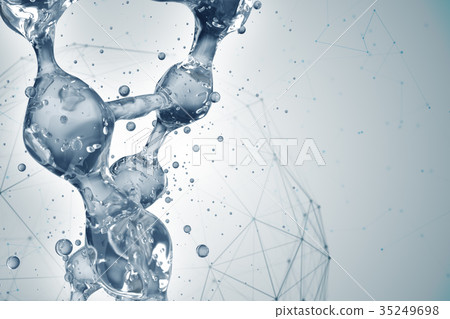 3d illustration of DNA molecule model from water. 3d illustration of DNA molecule model from water. 35249698