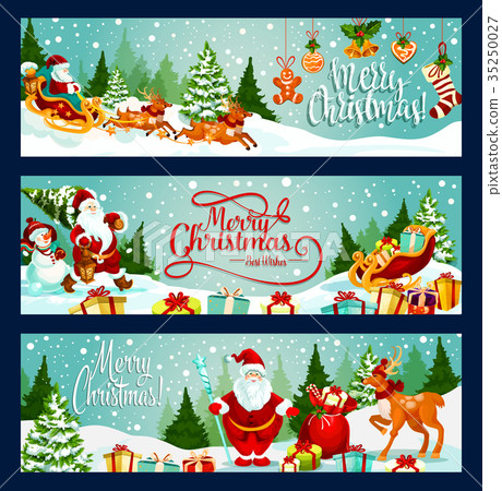 Merry Christmas santa vector greeting banners 35250027
