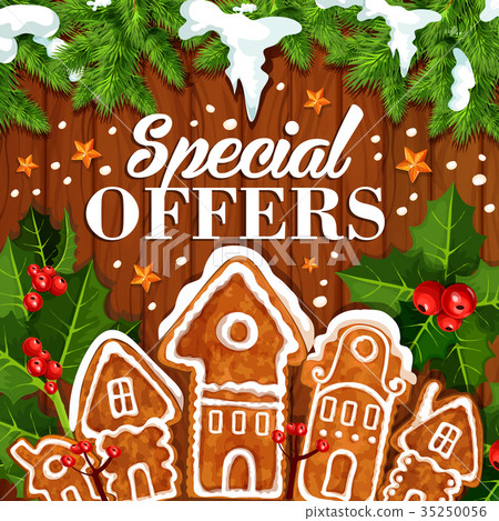 Christmas holiday sale vector promo cookie poster Christmas holiday sale vector promo cookie poster 35250056