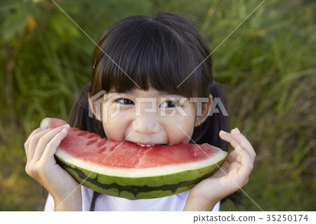 孩子，西瓜，吃 35250174