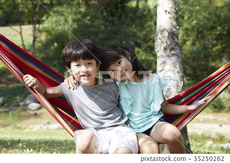 Children, hammock, break 35250262