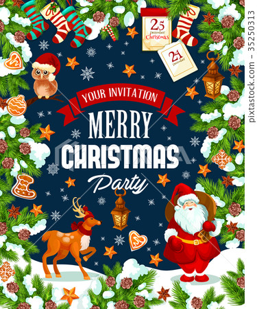 Christmas party poster template of winter holidays Christmas party poster template of winter holidays 35250313