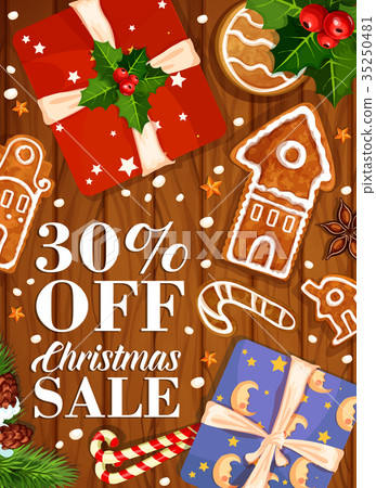 Christmas sale winter holiday vector gifts poster Christmas sale winter holiday vector gifts poster 35250481