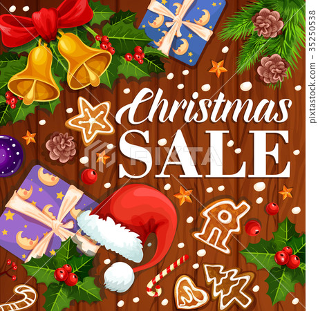 Christmas holiday promo sale gift vector poster Christmas holiday promo sale gift vector poster 35250538