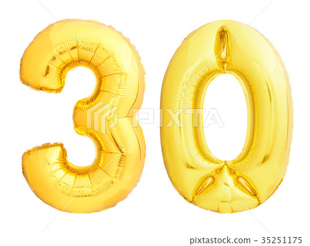 Golden number 30 thirty made of inflatable balloon 35251175