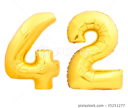 Golden number 42 fourty two made of inflatable Golden number 42 fourty two made of inflatable 35251277