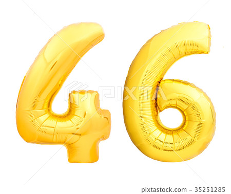 Golden number 46 fourty six made of inflatable 35251285