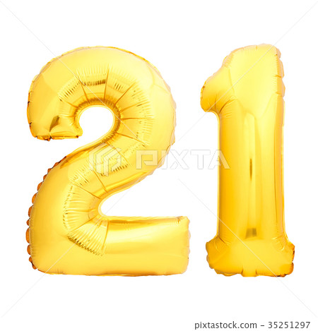Golden number 21 twenty one made of inflatable Golden number 21 twenty one made of inflatable 35251297