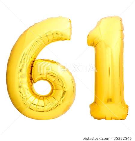 Golden number 61 sixty one made of inflatable 35252545