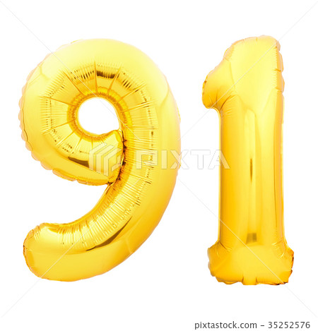 Golden number 91 ninety one made of inflatable 35252576