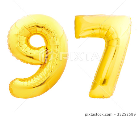 Golden number 97 ninety seven made of inflatable 35252599