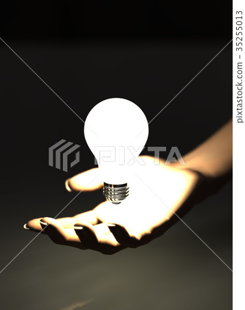 A light bulb that shines in the palm 35255013