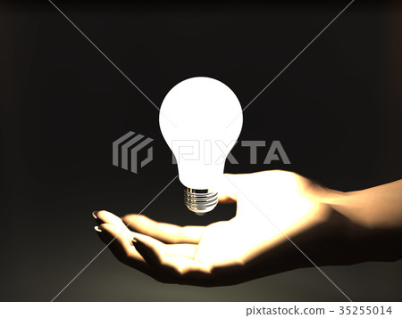 A light bulb that shines in the palm 35255014