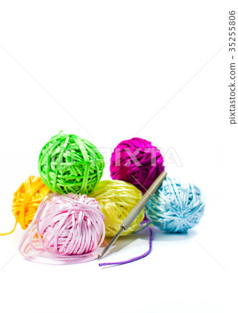 Colorful crocheting thread balls isolated 35255806