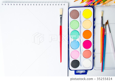 watercolors painting set with brushes watercolors painting set with brushes 35255814