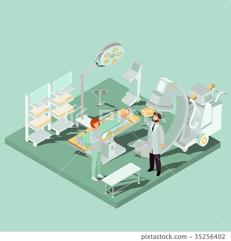Vector isometric interior of operating room with 35256402