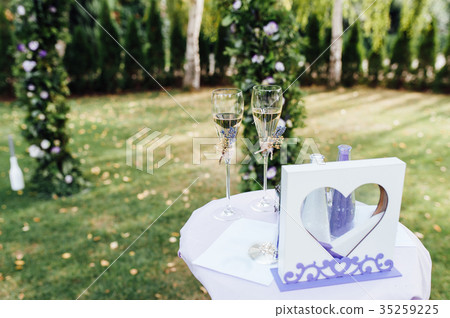 Beautiful wedding glass with champagne 35259225