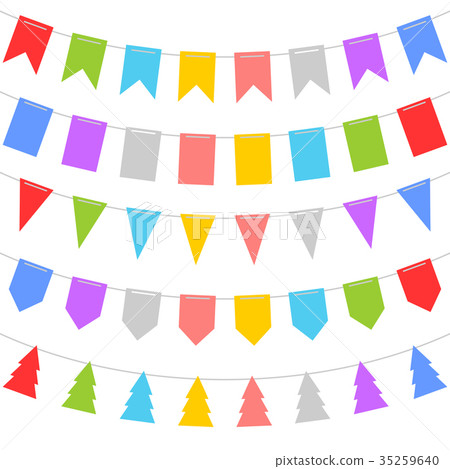 Colorful Shape of Bunting Set on White Background Colorful Shape of Bunting Set on White Background 35259640