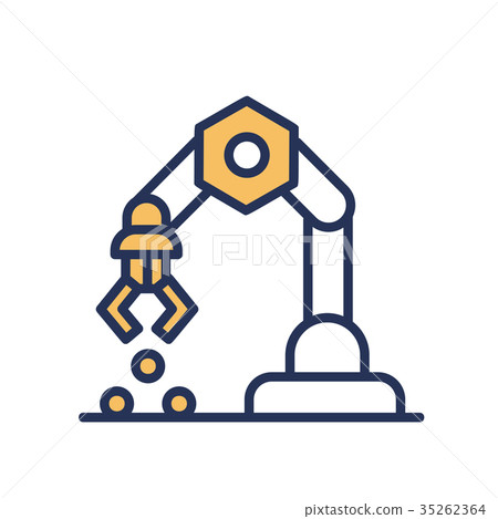 Mechanical Hand - vector line design single icon. Mechanical Hand - vector line design single icon. 35262364