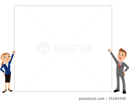 Big whiteboard and office worker 35264346