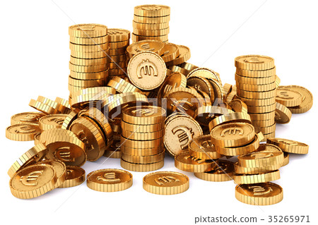 heap of gold coins with euro sign. heap of gold coins with euro sign. 35265971