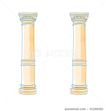 Stylized Greek doodle column Doric Ionic 35266002