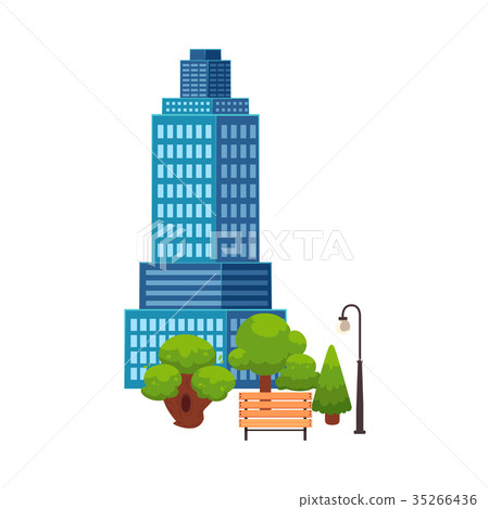 vector flat cityscape with building, skyscrapers - Stock Illustration ...