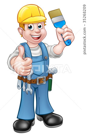 Painter Decorator Holding Paintbrush 35268209