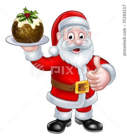 Santa Holding a Christmas Pudding Santa Holding a Christmas Pudding 35268217