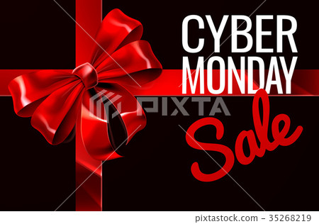 Cyber Monday Sale Gift Ribbon Bow Sign Cyber Monday Sale Gift Ribbon Bow Sign 35268219