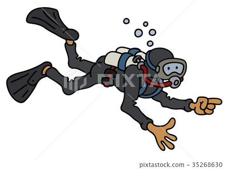Diver in a black neoprene Diver in a black neoprene 35268630