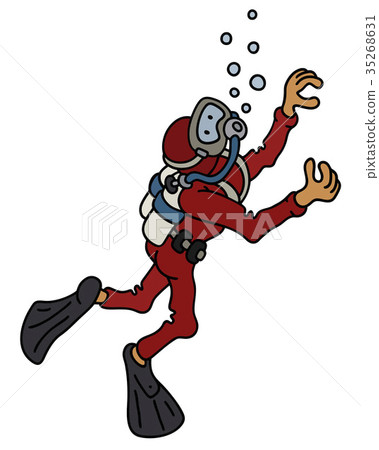 Diver in a red neoprene Diver in a red neoprene 35268631