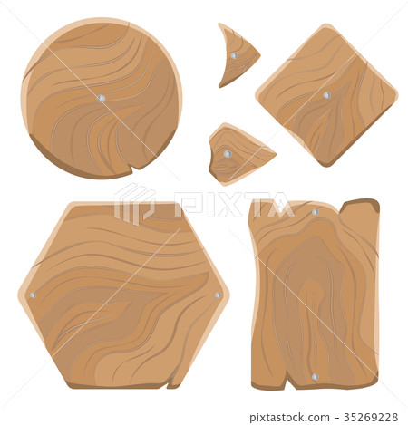 Wooden Planks of Various Shapes Illustrations Set Wooden Planks of Various Shapes Illustrations Set 35269228