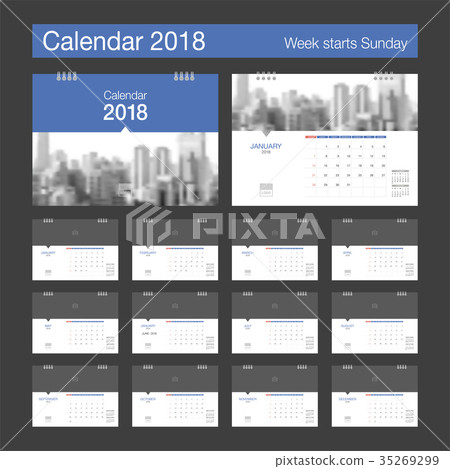 2018 Calendar. Desk Calendar modern design. 35269299