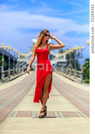 Young Woman Posing on The Sarasin Bridge Young Woman Posing on The Sarasin Bridge 35269342