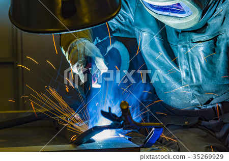 Industrial steel welder in factory Industrial steel welder in factory 35269929