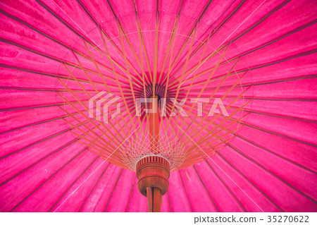 Thai pink paper bamboo wood umbrella traditional Thai pink paper bamboo wood umbrella traditional 35270622