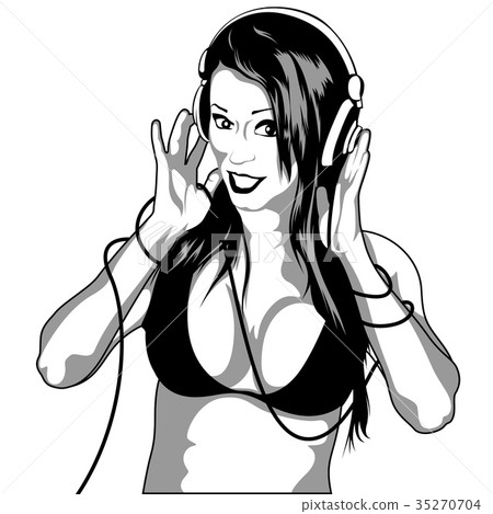 Girl with Headphones 35270704