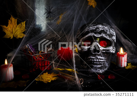 Happy Halloween Party Table with spider web  35271111