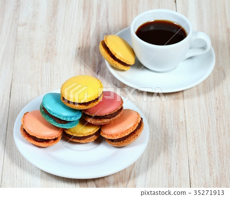 Macrons with a cup of coffee 35271913