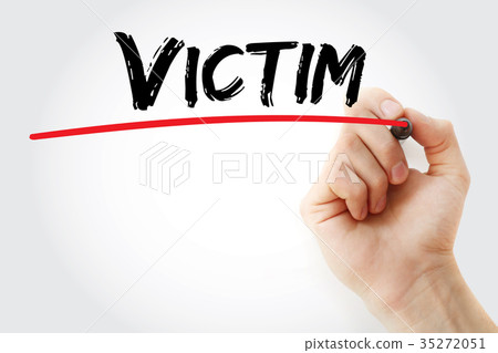 Hand writing Victim with marker 35272051