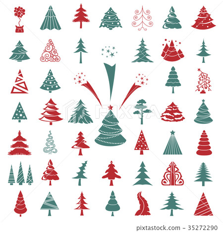 Christmas tree icon set 35272290