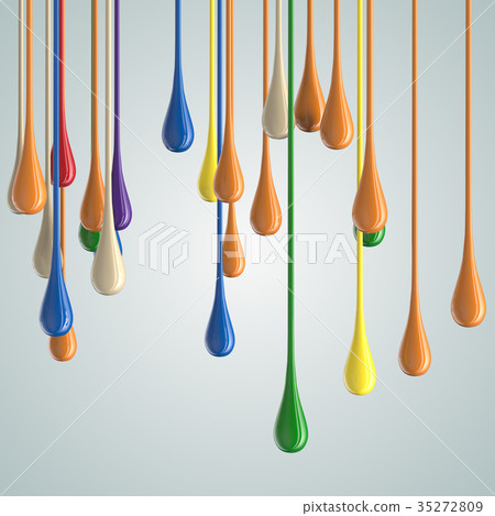 3D color glossy paint drop blobs 35272809